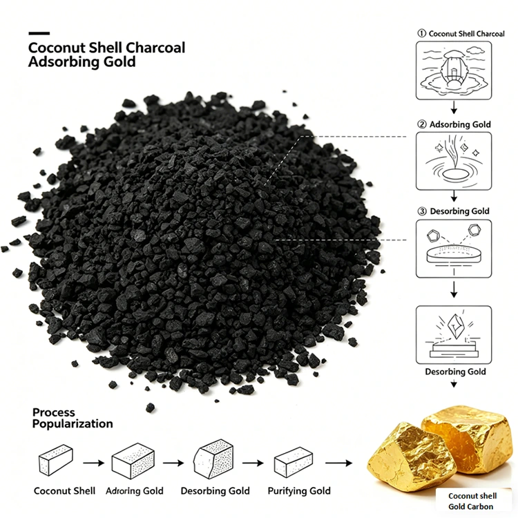 1200 Jod Value Coconut Shell Carbon för guldåtervinning